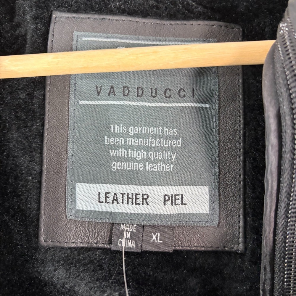 Vintage 80s Sergio Vadducci Black Leather Hooded Jacket Size XL NEW! - Picture 4 of 10